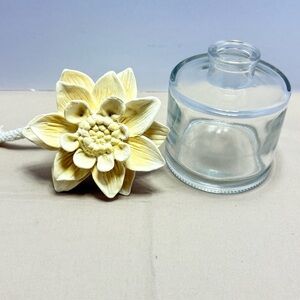 Clay Lotus ceramic Flower Diffuser with Glass Bottle. Beautiful.